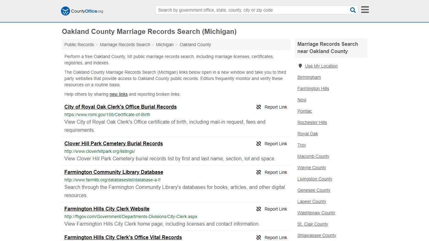 Marriage Records Search - Oakland County, MI (Marriage Licenses ...